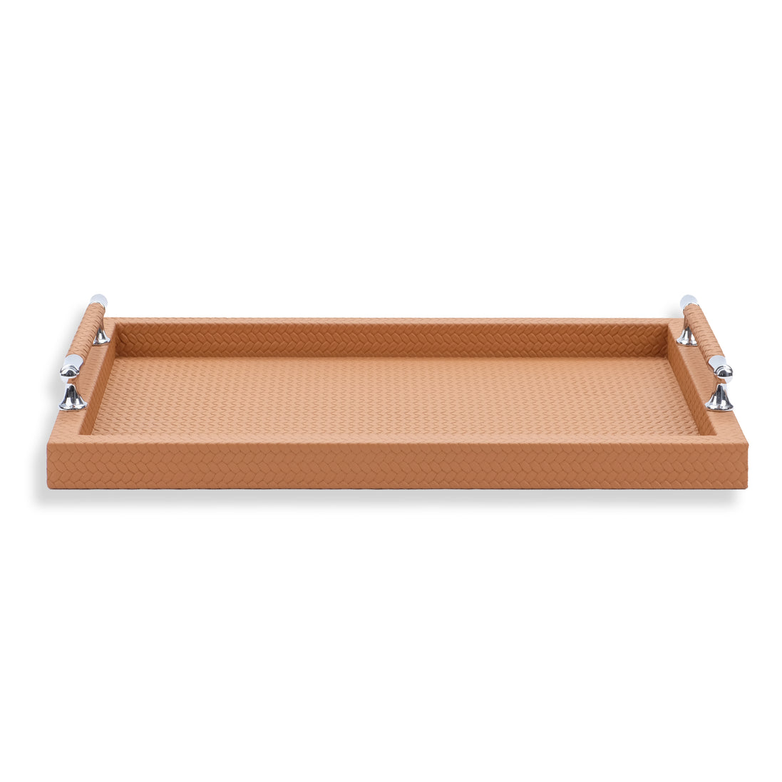 Warm tan tray, the leather-wrapped bar raised on two posts above the 50 cm floor