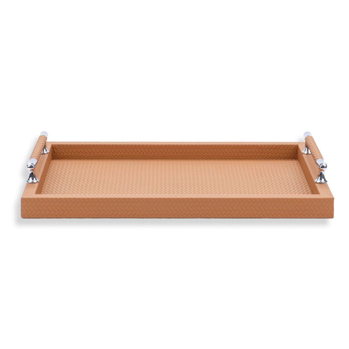 Warm tan tray, the leather-wrapped bar raised on two posts above the 50 cm floor