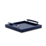 Navy tray, both handle bars sheathed in the same woven leather as the 36 cm well
