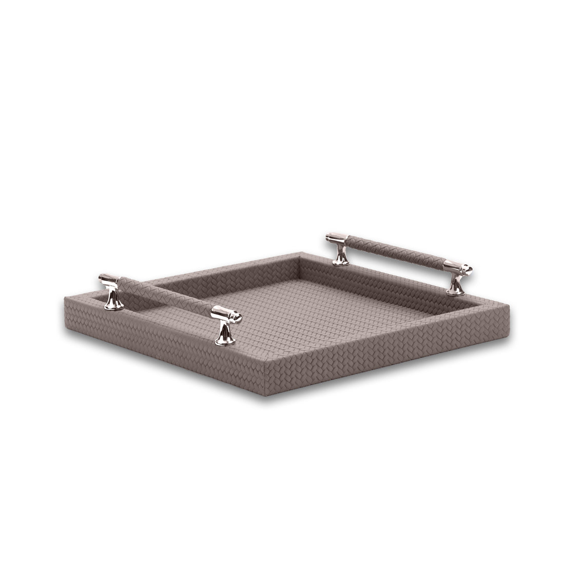 Taupe grey-brown tray, the plait running diagonally across the whole 36 cm floor