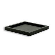 Dark grey-olive 36 × 36 cm tray, no handles interrupting the line of its 3.5 cm wall