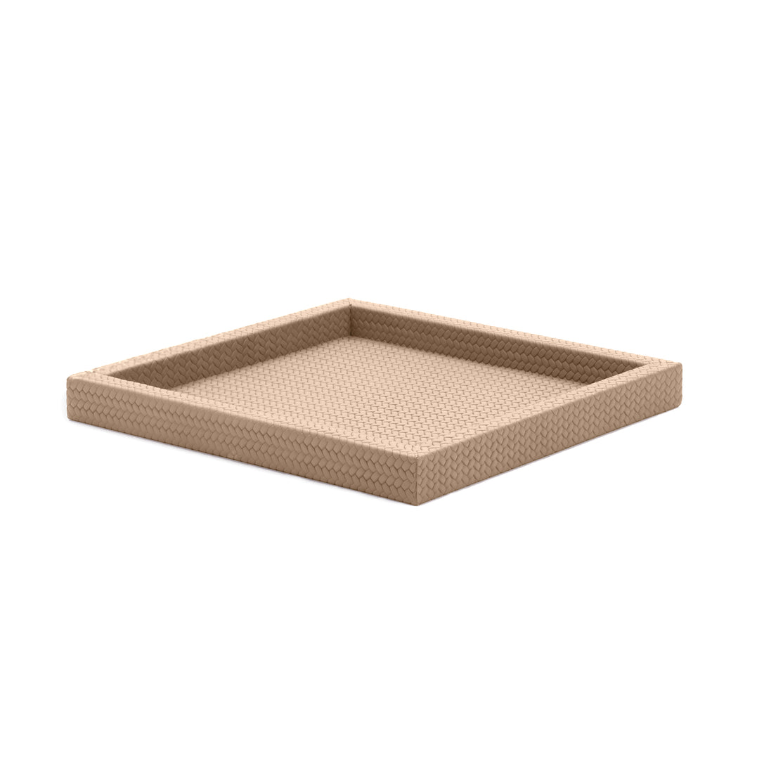 Pale sand tray, the emboss standing up in relief along the top of the 3.5 cm rim