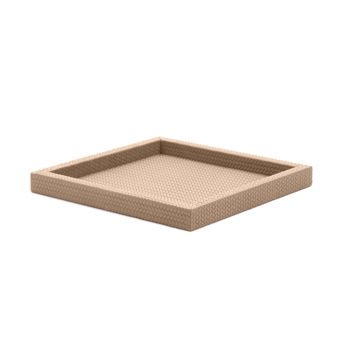 Pale sand tray, the emboss standing up in relief along the top of the 3.5 cm rim