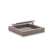 Taupe grey-brown holder, the bar lifted clear above the 21.5 cm floor