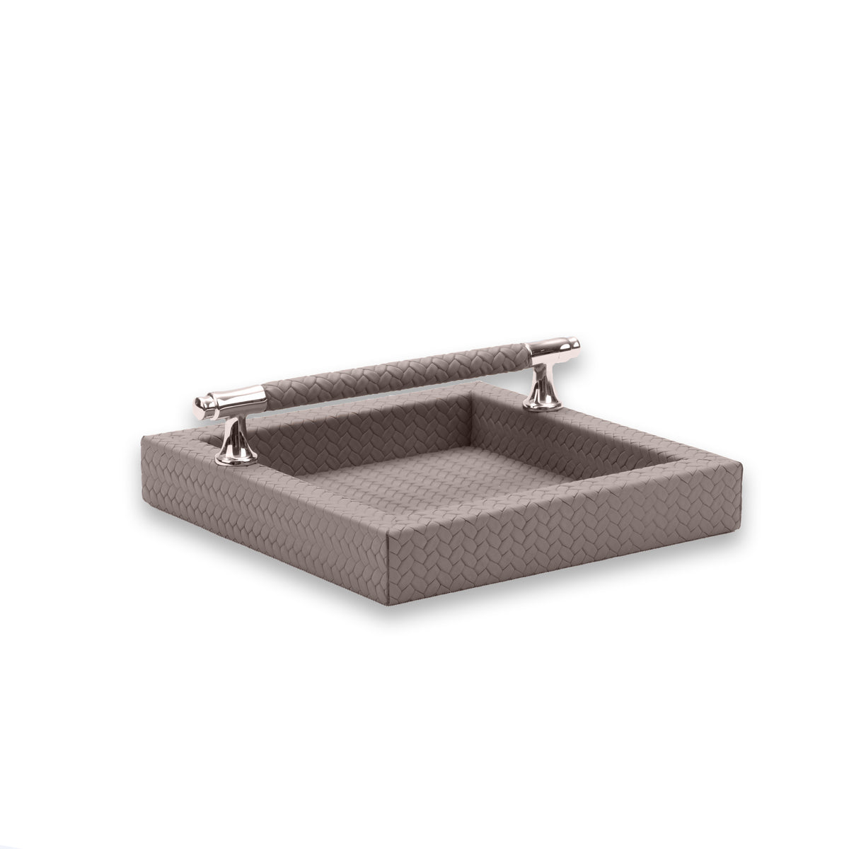 Taupe grey-brown holder, the bar lifted clear above the 21.5 cm floor