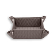 Taupe grey-brown tray, the piped corner slots holding the 6.5 cm sides upright