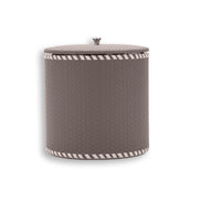 Grey-brown mink leather, the lid overhanging the 14 cm body by the width of its laced edge