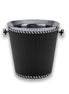 Black woven-embossed leather sleeve on the 19.5 cm champagne bucket, contrast lacing running the top and bottom edges