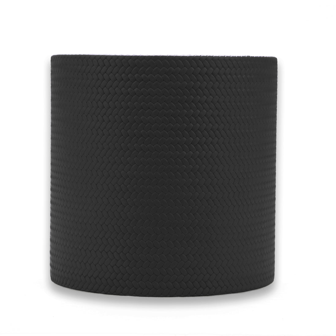 The same 20 cm cooler body in black leather, the weave running unbroken from the base to the rim