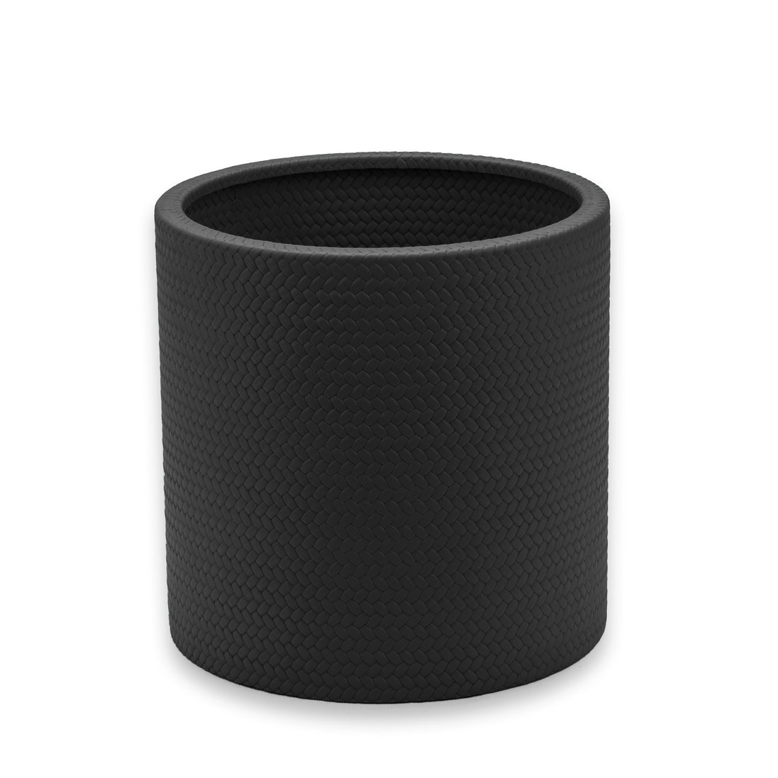 Black wine cooler, fine woven emboss covering the 12 cm cylinder inside and out