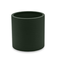 Dark olive khaki wine cooler, open at the top with no lid, 20 cm of leather-covered wall