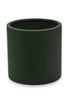 Dark olive khaki wine cooler, open at the top with no lid, 20 cm of leather-covered wall
