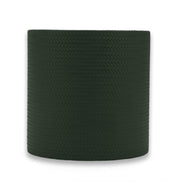 The 12 cm wine cooler side on in deep green Khaki leather, the woven grain wrapping the full 20 cm height