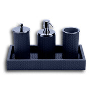 Navy set on its 30 × 15 cm tray, the brush holder open at the right with a pale inner lining