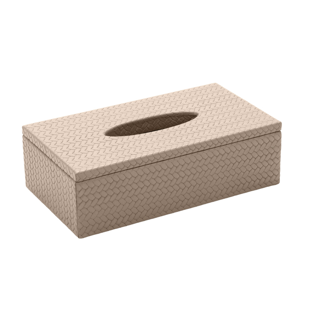 Pale beige cover shut, the lid seam running level around the 7.5 cm high box