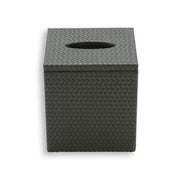 Dark grey-olive tissue cover, an oval slot cut through the lid of the 14 × 12 cm box