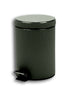 Dark olive khaki 6 litre pedal bin, lid shut with the chrome pedal projecting at the foot