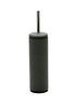 Dark grey-olive toilet brush holder 27.5 cm tall, the brush lifted out on its steel rod beside it