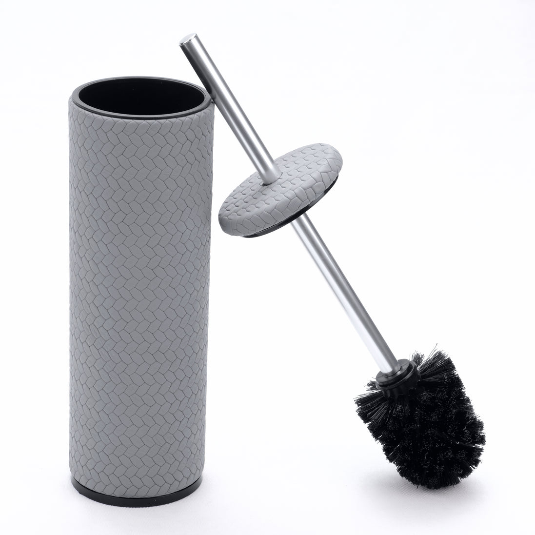 Grey holder open at the top, the dark inner liner visible inside the 8.5 cm mouth