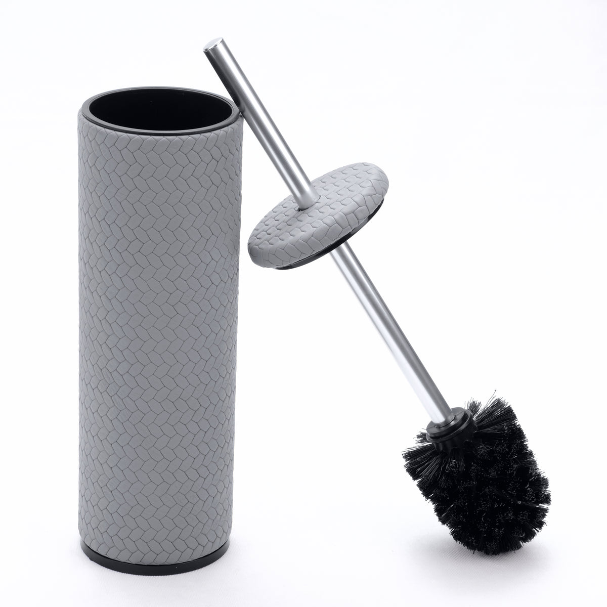 Grey holder open at the top, the dark inner liner visible inside the 8.5 cm mouth