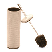 Cream holder 27.5 cm tall with brown bristles, the leather cap matched to the body weave