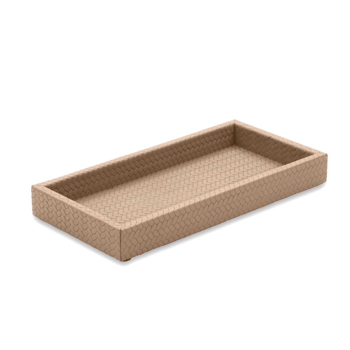 Pale sand mini tray, the emboss reading finest along the 30 cm long side