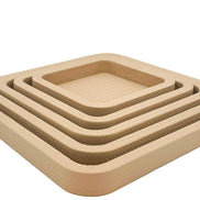 Five pale sand trays nested from above left, each 3.5 cm wall stepping in toward the 22 cm centre