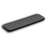 Black slim tray seen from above right, a narrow 14.5 cm band of leather with rounded ends