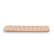 Cream tray square on, the weave standing up in fine vertical ribs across the 14.5 cm width
