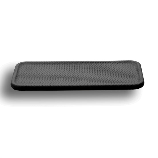 Black slim tray 35.5 × 16.5 cm, a low lip raised the full way round the 1 cm panel