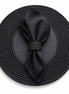 Black 36 cm placemat seen from above, a black napkin held in a braided cord ring on the leather centre