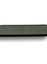 Dark olive khaki placemat 50 × 35 cm, a raised lip running the full edge of the 1 cm panel