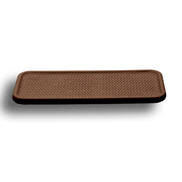 The brown 35.5 × 16.5 cm slim tray seen whole and flat, rounded corners on a 1 cm profile