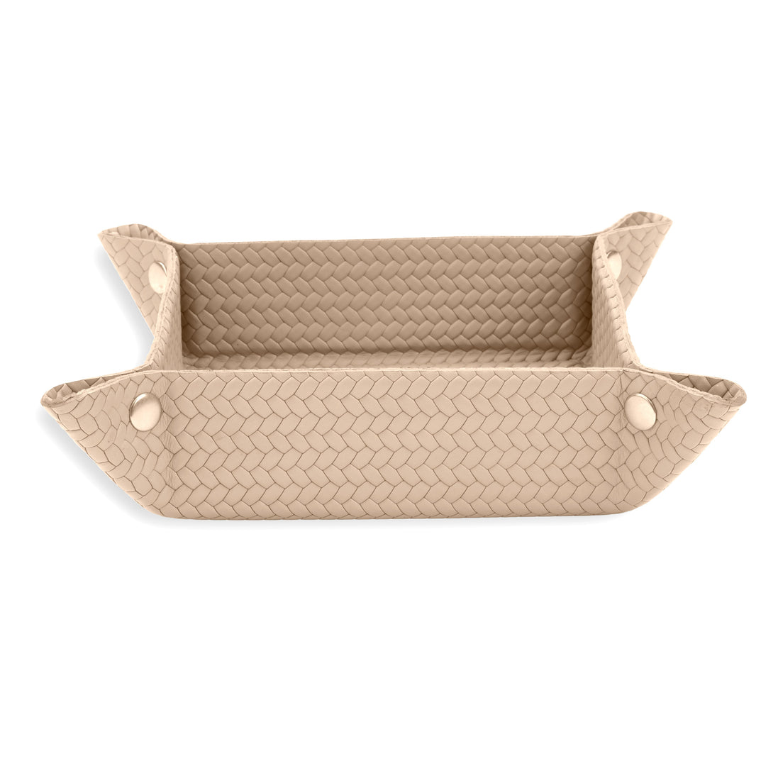 Pale sand tray, studs matched to the leather at all four corners
