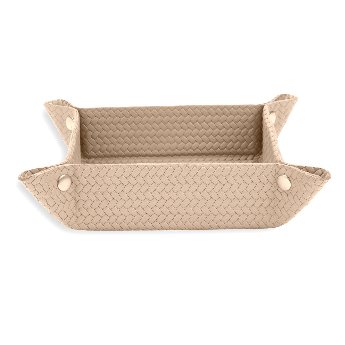 Pale sand tray, studs matched to the leather at all four corners