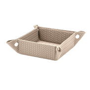 Pale beige tray whole in frame, all four corner studs fastened to hold the 15 cm square open