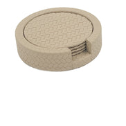 Cream holder with the top coaster seated flush, three more stacked below in the Ø 10 cm well