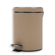 Beige 3 litre bin from the right, chrome hinge arm above the 24 cm leather body