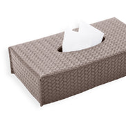 Taupe grey-brown cover, the lid edge and the 6 cm side wall meeting in a soft fold