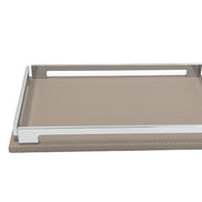 Mink 30 cm tray face on, near handle slot open across the woven-embossed leather floor