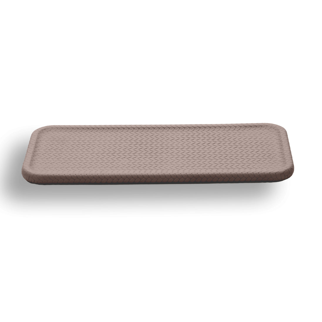 Taupe grey-brown tray, the 35.5 cm length reading long and shallow at eye level
