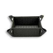 Khaki 15 cm valet tray from a lower angle, sides flared to show the 6 cm depth