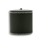 Dark olive khaki ice bucket, the diagonal leather weave unbroken up the 17 cm side wall