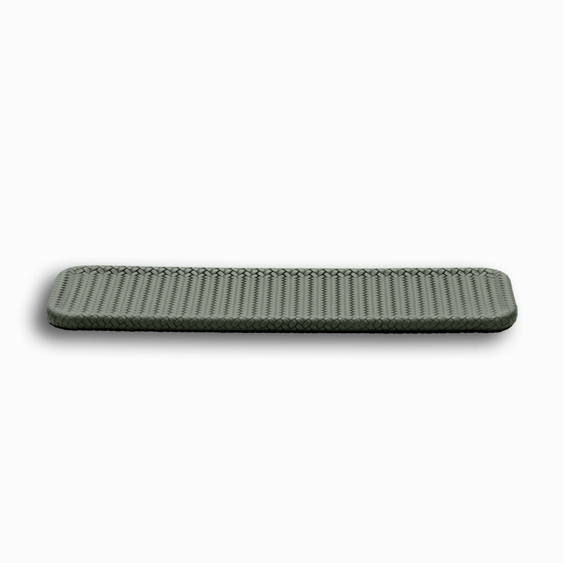 Khaki slim tray straight on, its full 29.5 cm length and flat, even stance
