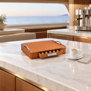 Leather Coffee Capsule Box – Large — first coffee in the owner's galley at dawn