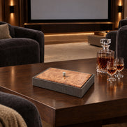 Leather Box with Mahogany Lid – Large — the private cinema lounge just before a screening
