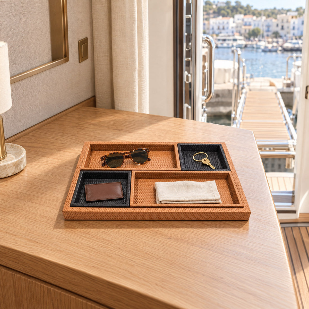 Rectangular Nesting Leather Tray Set – Set of 4 — the moment before going ashore