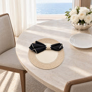 Round Full-Grain Leather Placemat – 36 cm — an anniversary lunch at the round table of the owner's private deck lounge