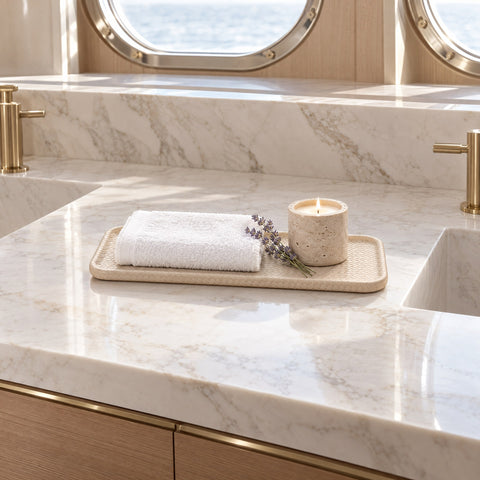 Slim Leather Tray – 35.5 cm — morning spa ritual in the owner's bathroom