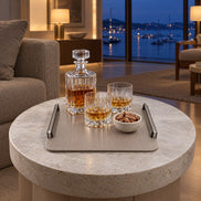 Square Leather Tray with Black Steel Handles – 36.5 cm — blue hour sundowner in the main salon